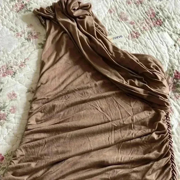 Ruched taupe BouBou mini dress - Picture 5 of 5